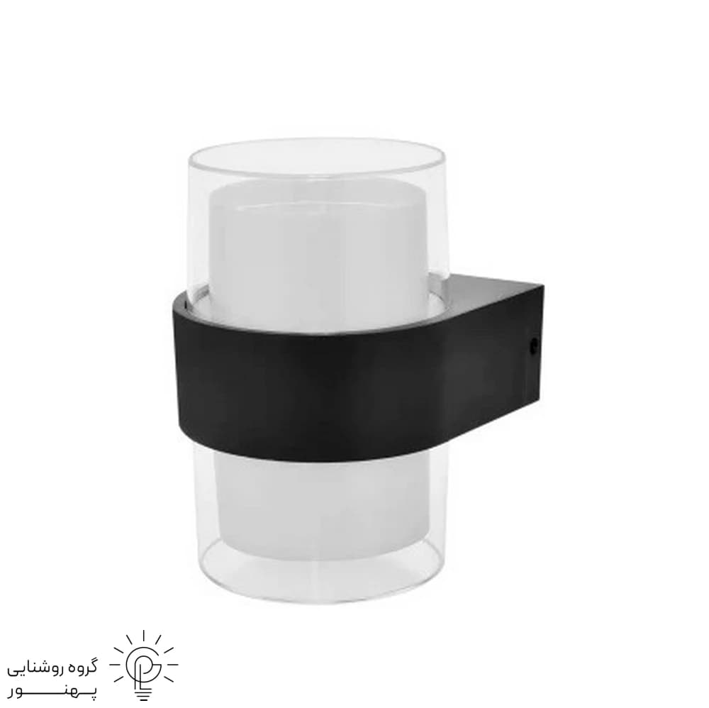 چراغ ديوارى استوانه گرد گلس دو طرف نور 12وات SMD بدنه الومینیوم کد 5122