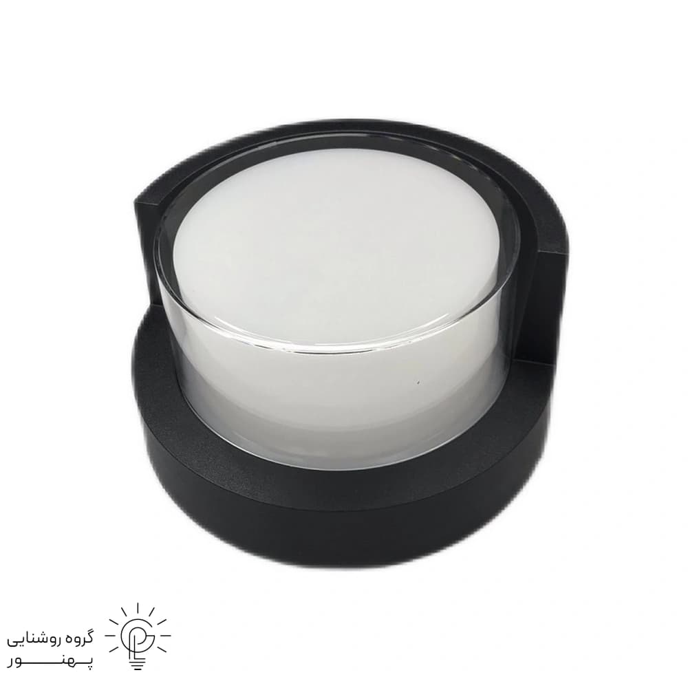 چراغ ديوارى گرد گلس بزرگ نقاب دار 12وات SMD بدنه الومینیوم کد 5120 — تصویر ۳