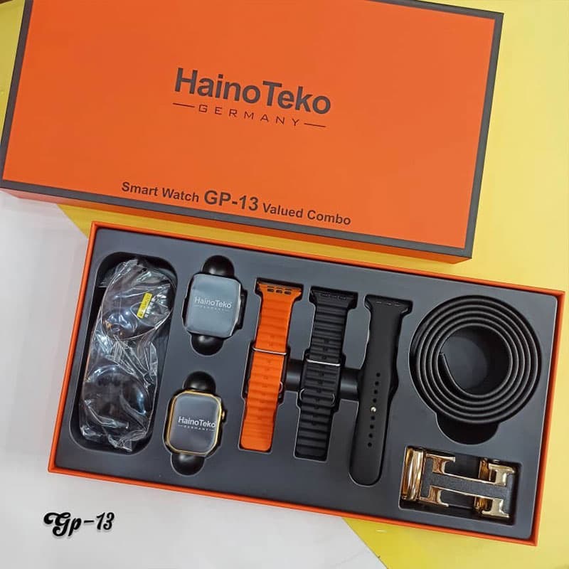 ساعت هوشمند + پک هدیه (دوساعت هوشمند + سه بند + کمربند و ساعت) HainoTeko GP13 — تصویر ۲