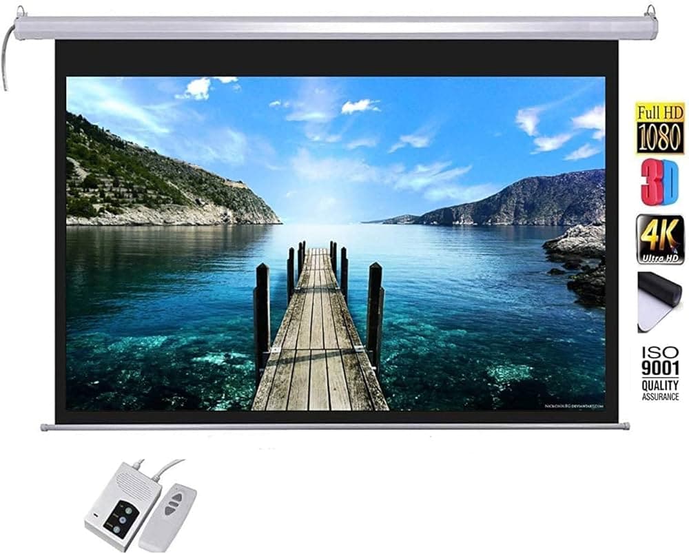 پرده نمایش ویدئو پروژکتور اسکوپ برقی موتور دار 250*250 — تصویر ۳