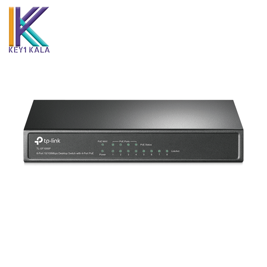 سوییچ 8 پورت مگابیت و دسکتاپ تی پی لینک به همراه 4 پورت POE مدل TL-SF1008P