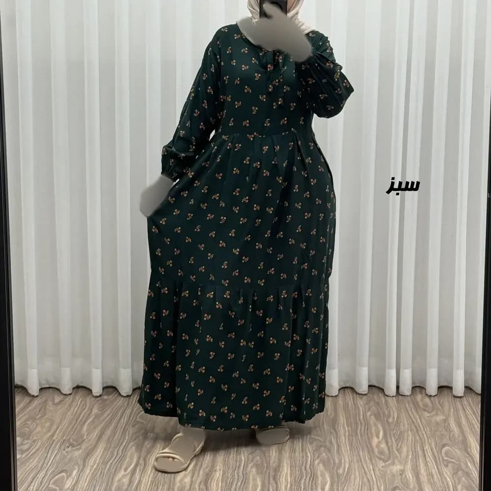 پیراهن ساحلی نخی گلدار زنانه و دخترانه فری سایز مناسب تا 44 با کمربند — تصویر ۲