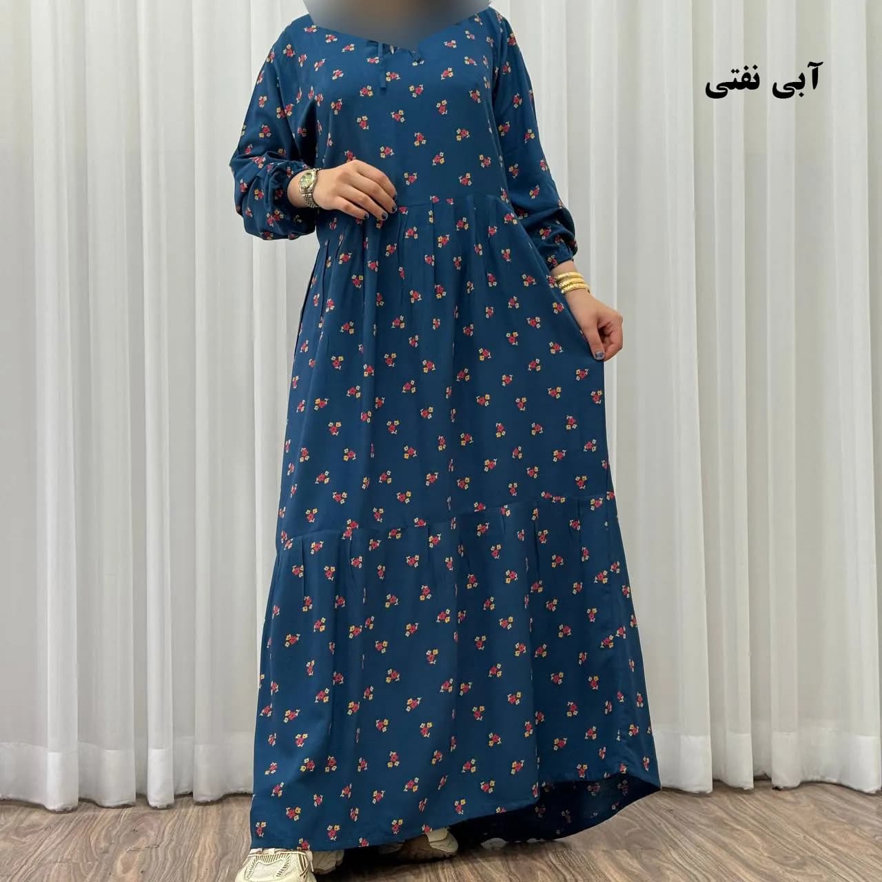 پیراهن ساحلی زنانه گلریز نخی فری سایز تا 48 آیدایی کمربند دار شیک و راحت چهارفصل — تصویر ۴
