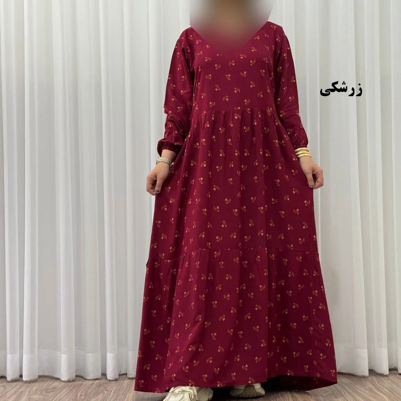پیراهن ساحلی زنانه گلریز نخی فری سایز تا 48 آیدایی کمربند دار شیک و راحت چهارفصل — تصویر ۵