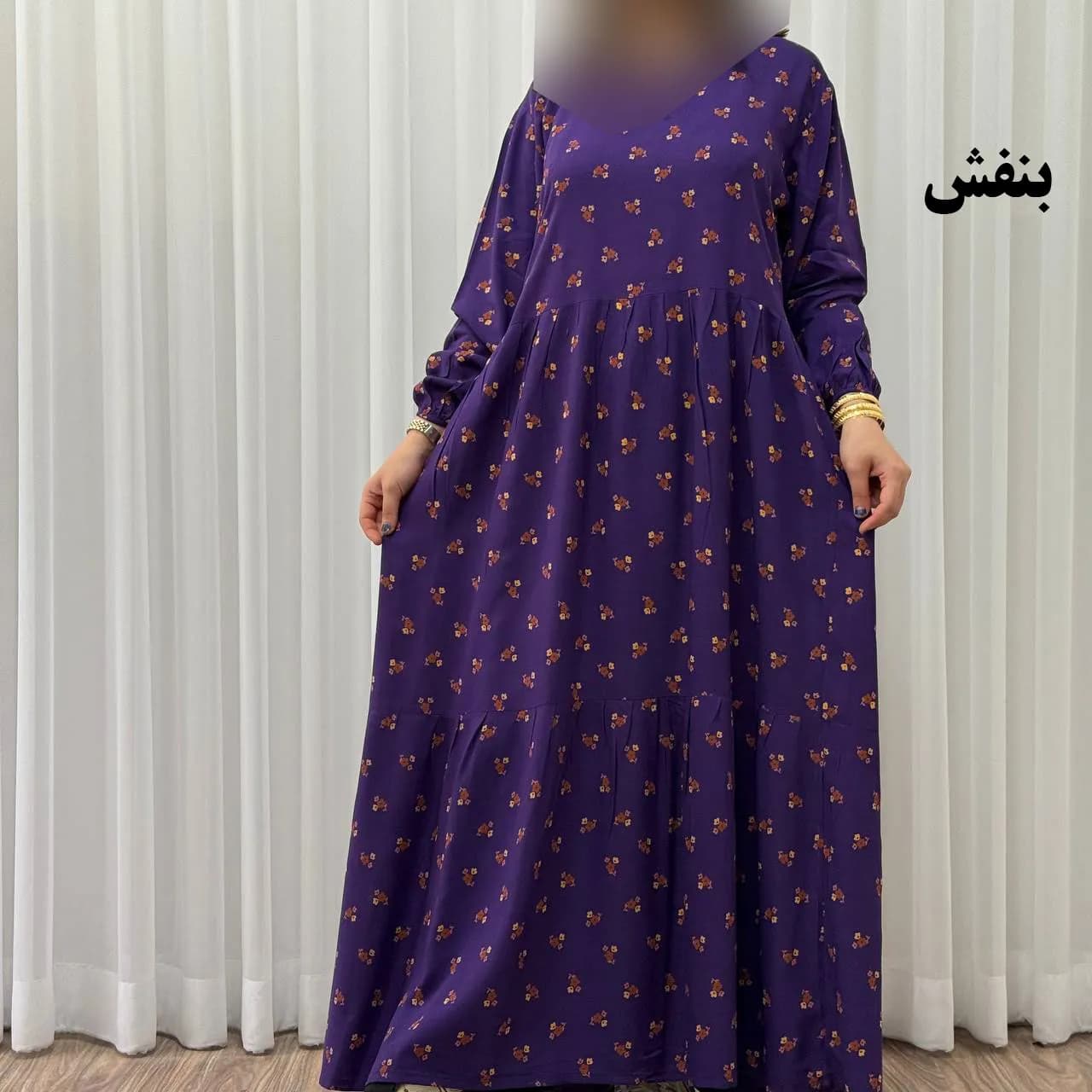 پیراهن ساحلی زنانه گلریز نخی فری سایز تا 48 آیدایی کمربند دار شیک و راحت چهارفصل — تصویر ۶