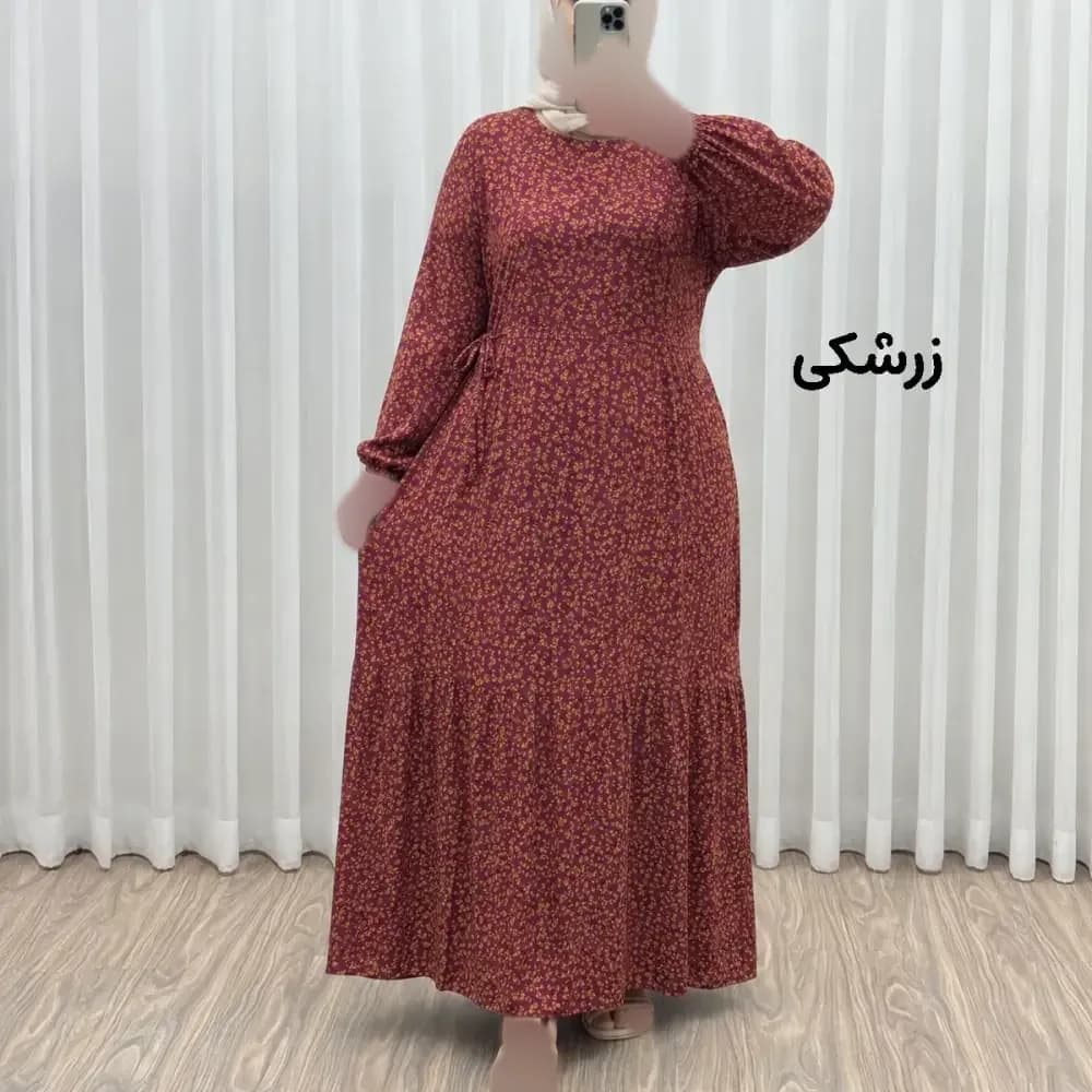 پیراهن ساحلی زنانه مدل ترلان نخی فری سایز کمر بنددار — تصویر ۴