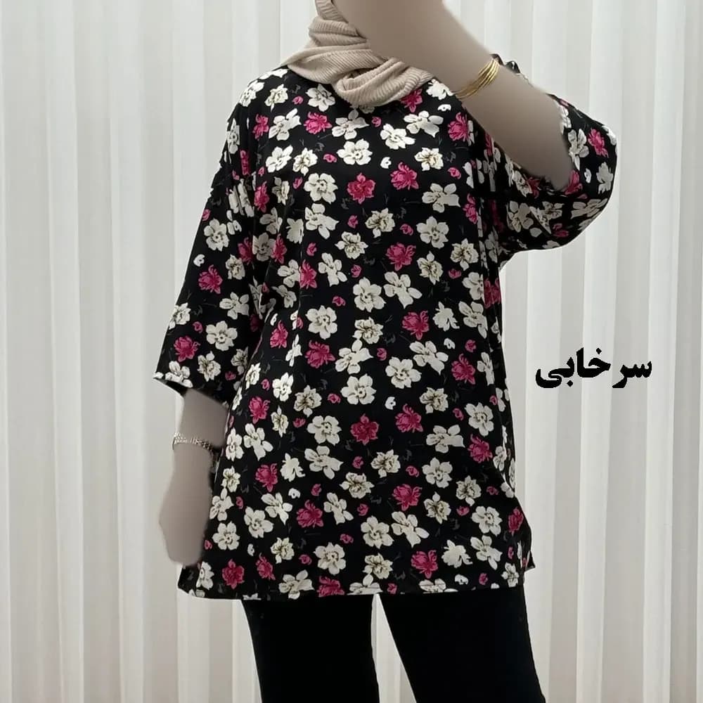 بلوز نخی زنانه بابونه فری سایز تا 52 کد 1731 تنخور راحت چهارفصل کمربنددار — تصویر ۸