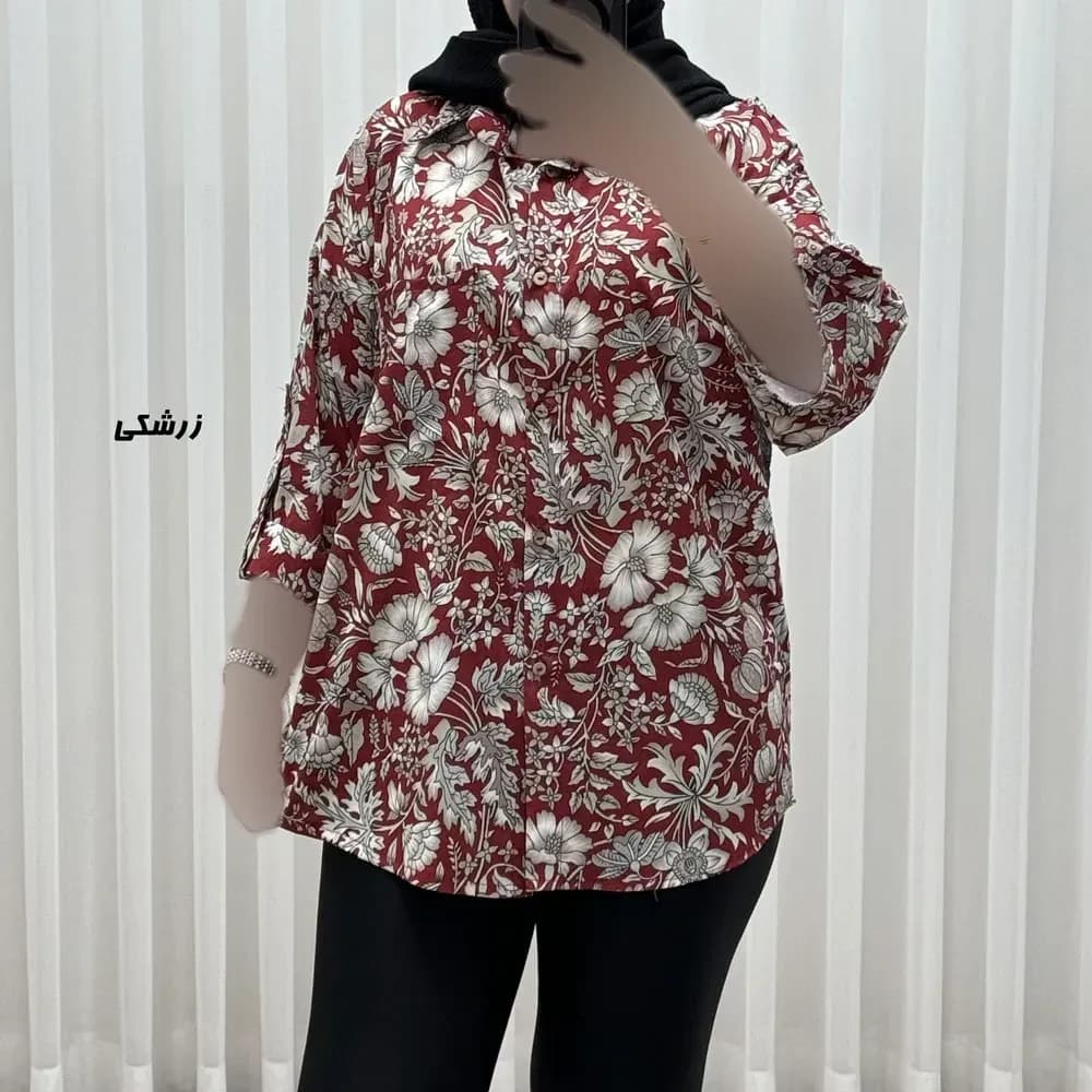 شومیز زنانه بوگاتی دکمهدار فری سایز مناسب تا سایز 50 — تصویر ۲