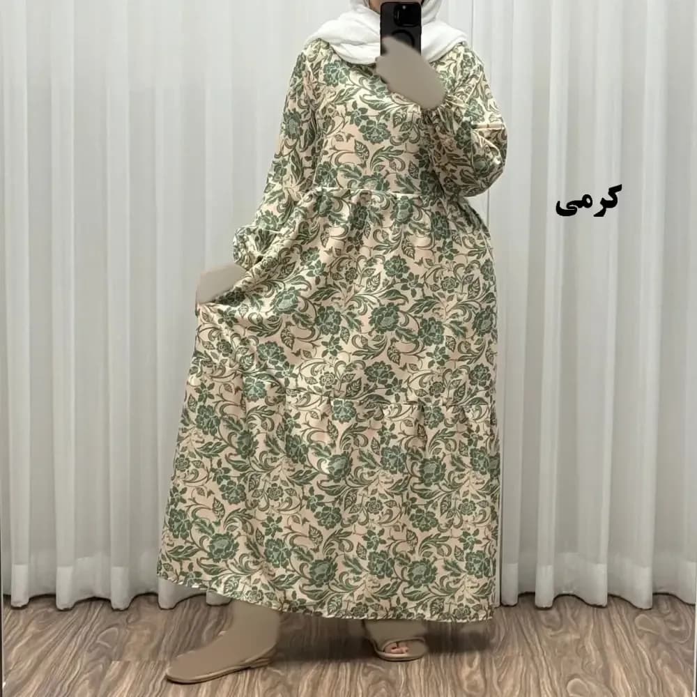 پیراهن فلور بوگاتی فری سایز تا 48 بنددار چهارفصل شیک و راحت بدون آبرفت و رنگ رفت — تصویر ۲