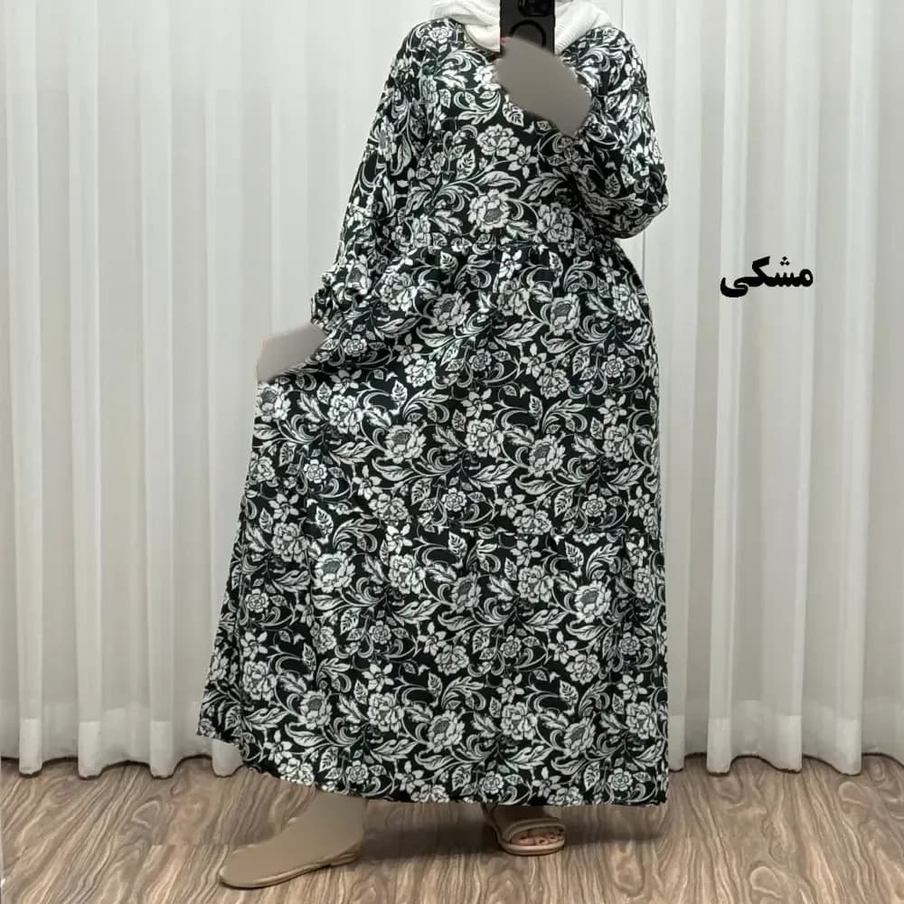 پیراهن فلور بوگاتی فری سایز تا 48 بنددار چهارفصل شیک و راحت بدون آبرفت و رنگ رفت — تصویر ۳