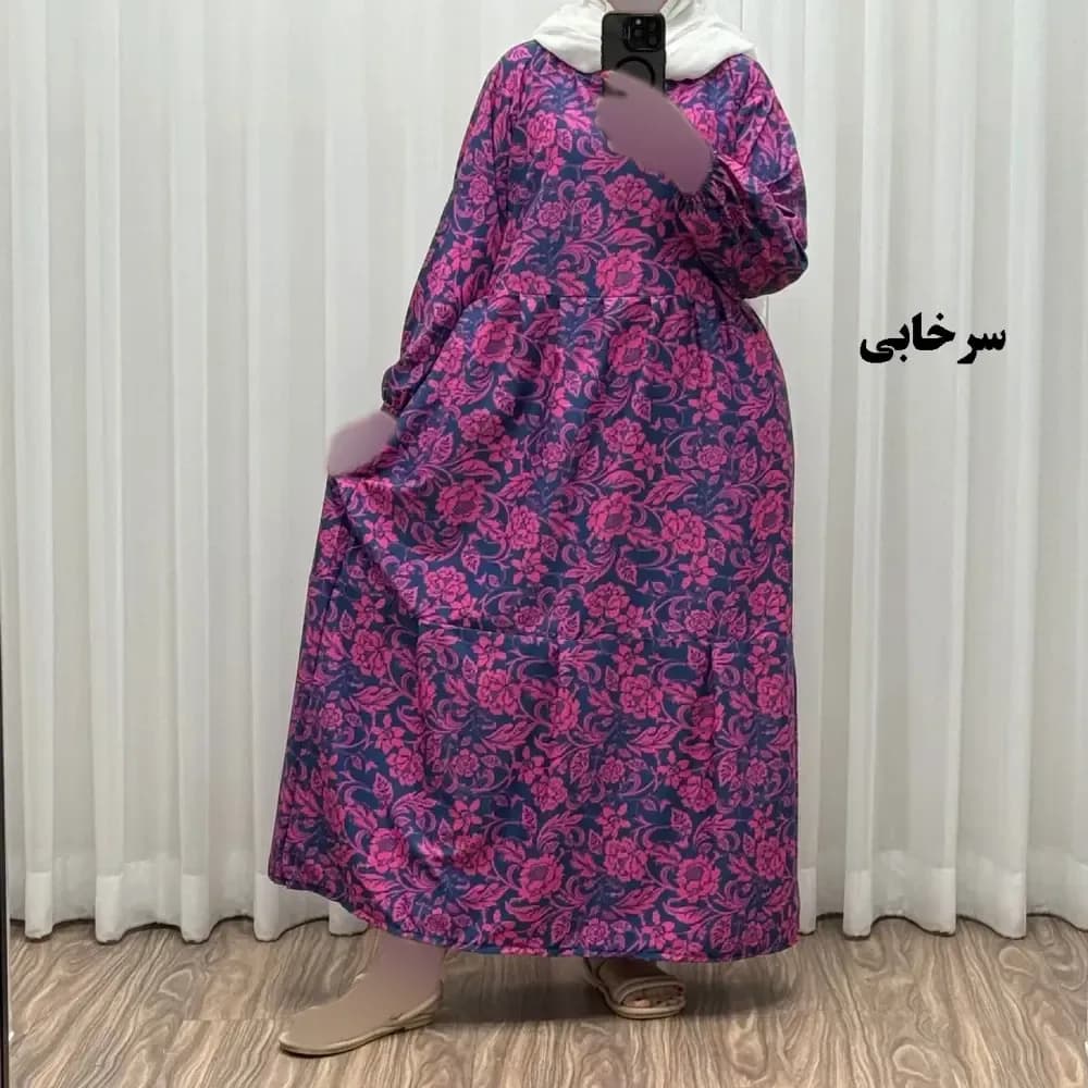 پیراهن فلور بوگاتی فری سایز تا 48 بنددار چهارفصل شیک و راحت بدون آبرفت و رنگ رفت — تصویر ۷