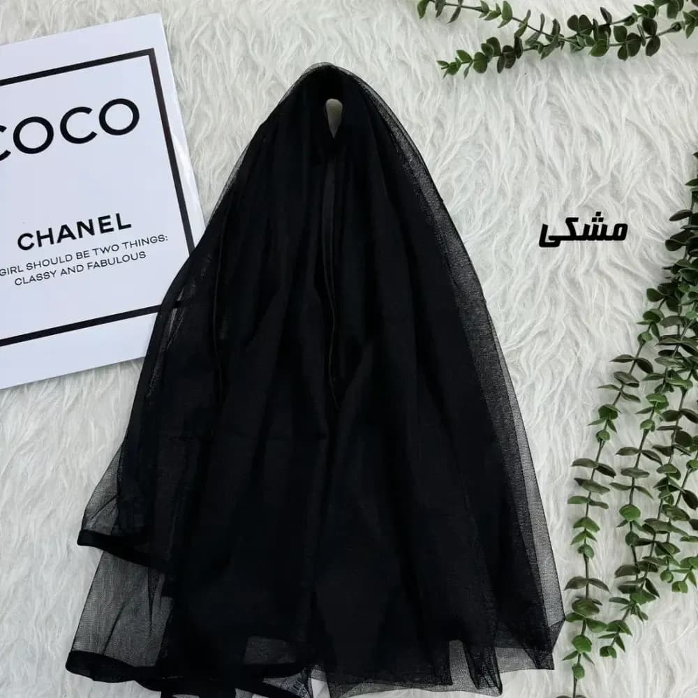 شال توری ساده قواره بزرگ ابعاد 75 در 190 سانتیمتر جنس تور گیپور — تصویر ۴