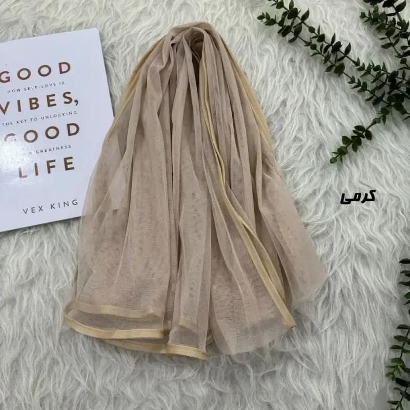 شال توری ساده قواره بزرگ ابعاد 75 در 190 سانتیمتر جنس تور گیپور — تصویر ۶