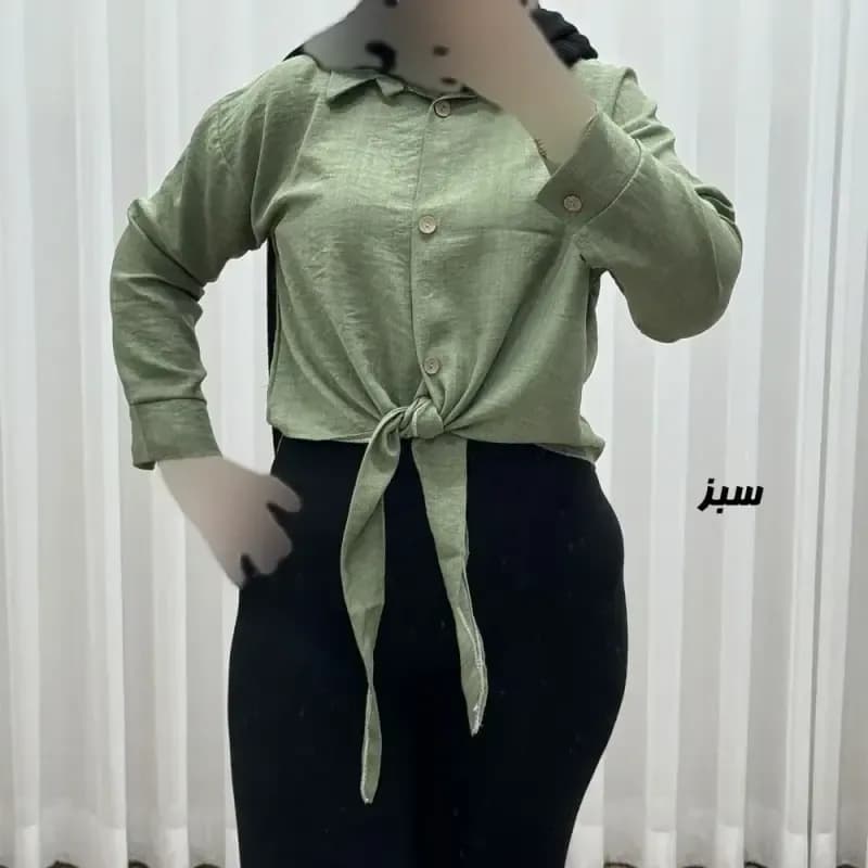 شومیز زنانه گرهای جنس صوفیا فری سایز مناسب تا 46 دکمهدار — تصویر ۹