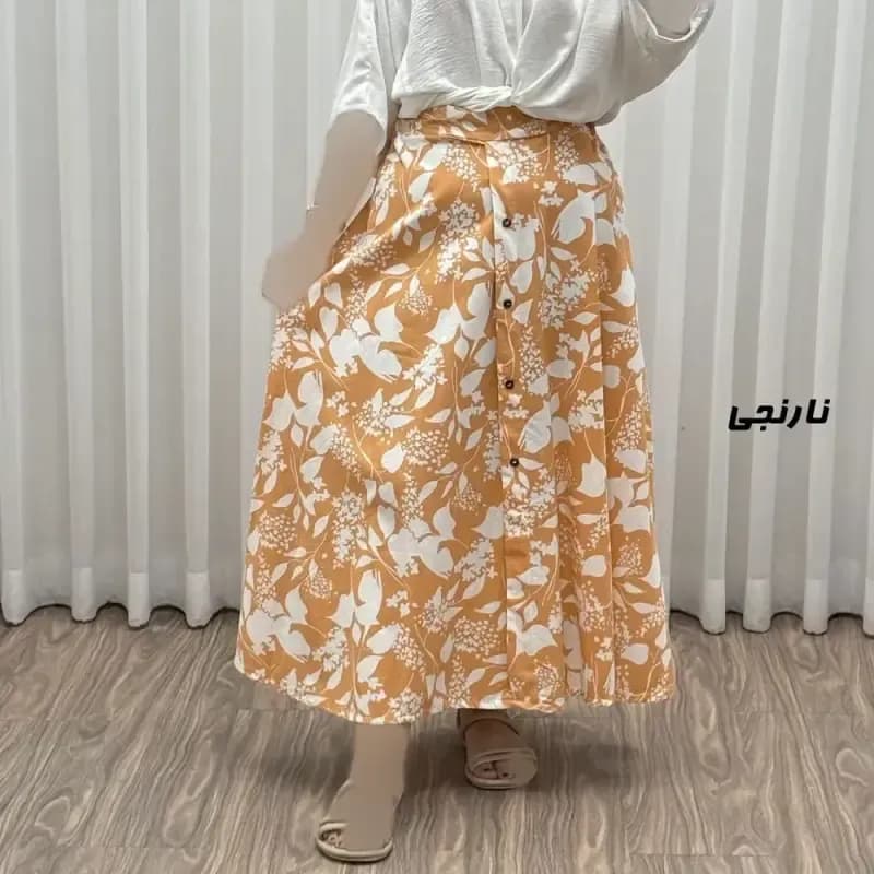 دامن زنانه لینن تمام دکمه فری سایز مناسب تا سایز 44 — تصویر ۶