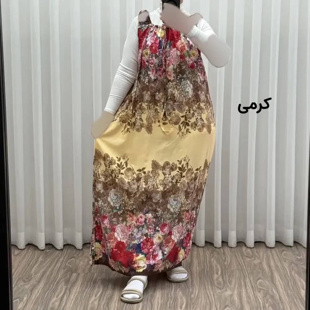 پیراهن ساحلی زنانه نخی آستین حلقهای فری سایز مناسب تا سایز 52 — تصویر ۲