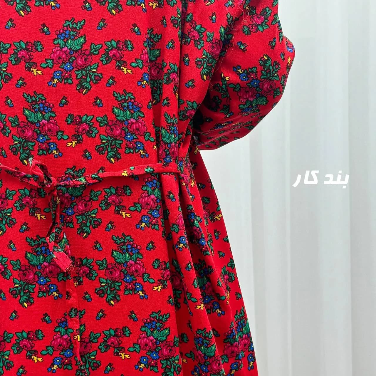 پیراهن نخی ترکمنستان گل نقلی فری سایز تا 54 چهارفصل شیک و راحت طلوبند دار — تصویر ۷