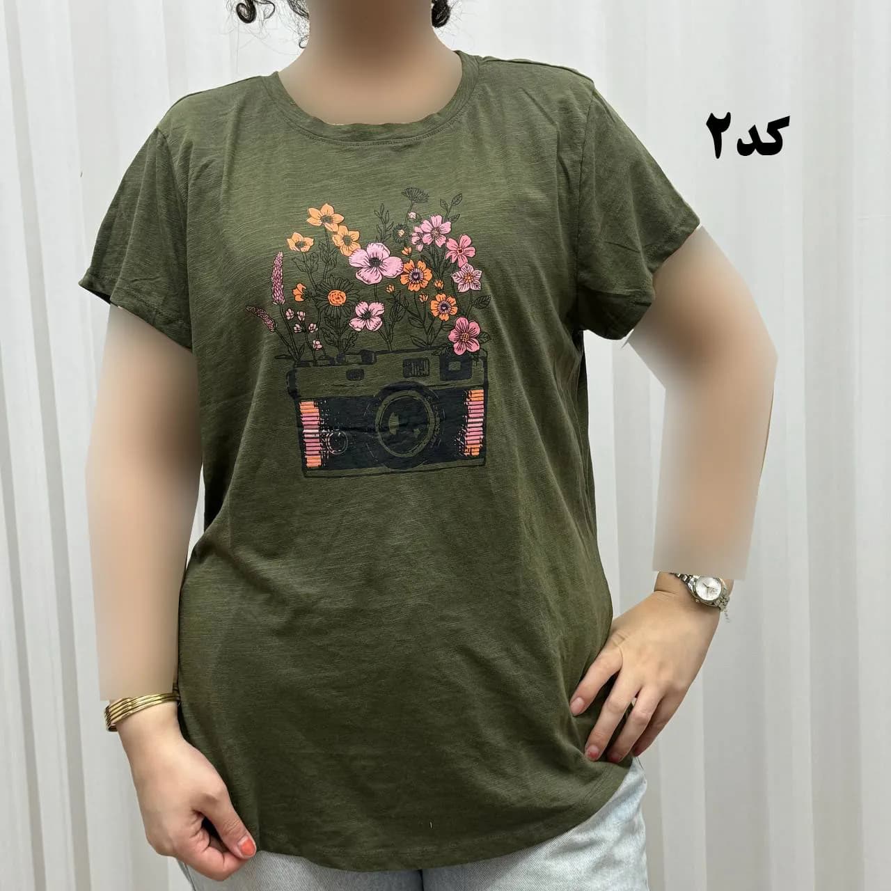 تیشرت طرحدار وارداتی نخ پنبه چهارفصل زنانه دخترانه سایز S تا XXXL کد 1175 — تصویر ۳