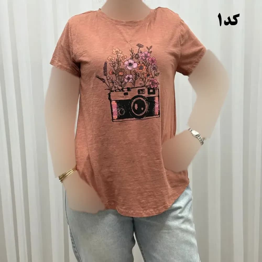 تیشرت طرحدار وارداتی نخ پنبه چهارفصل زنانه دخترانه سایز S تا XXXL کد 1175 — تصویر ۱۰