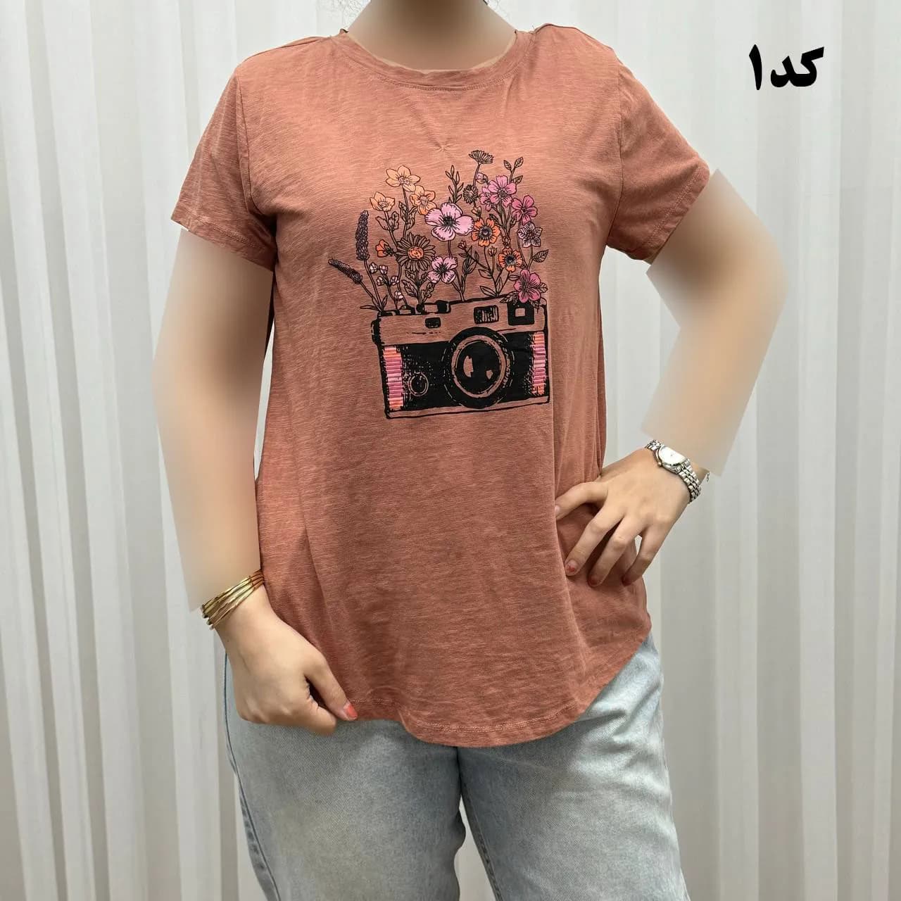 تیشرت طرحدار وارداتی نخ پنبه چهارفصل زنانه دخترانه سایز S تا XXXL کد 1175
