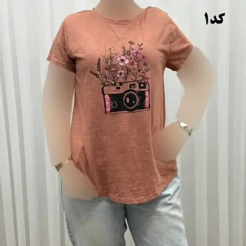 تیشرت طرحدار وارداتی نخ پنبه چهارفصل زنانه دخترانه سایز S تا XXXL کد 1175 — تصویر ۶
