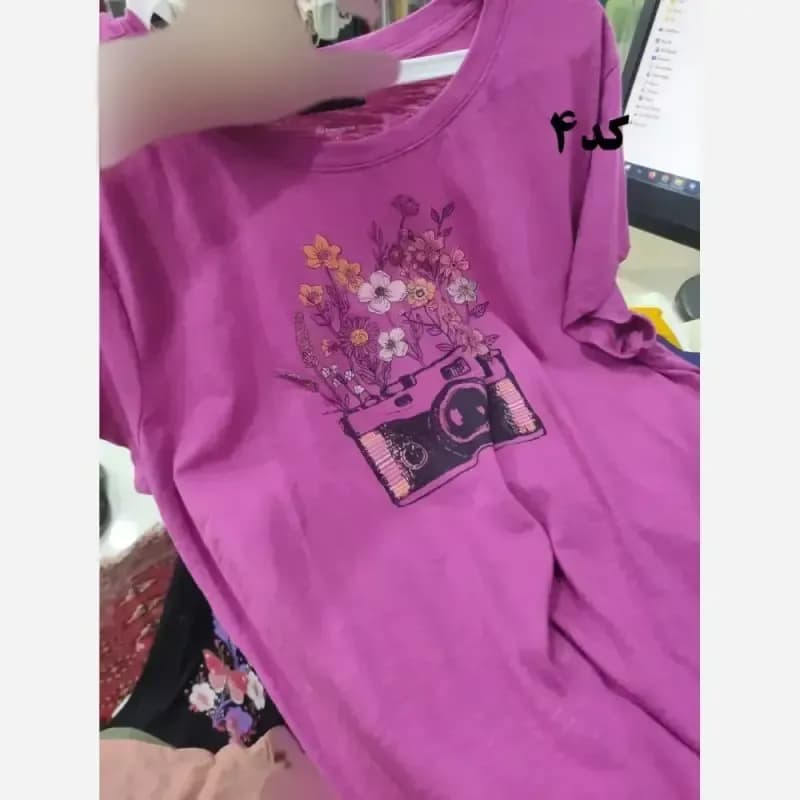 تیشرت طرحدار وارداتی نخ پنبه چهارفصل زنانه دخترانه سایز S تا XXXL کد 1175 — تصویر ۷