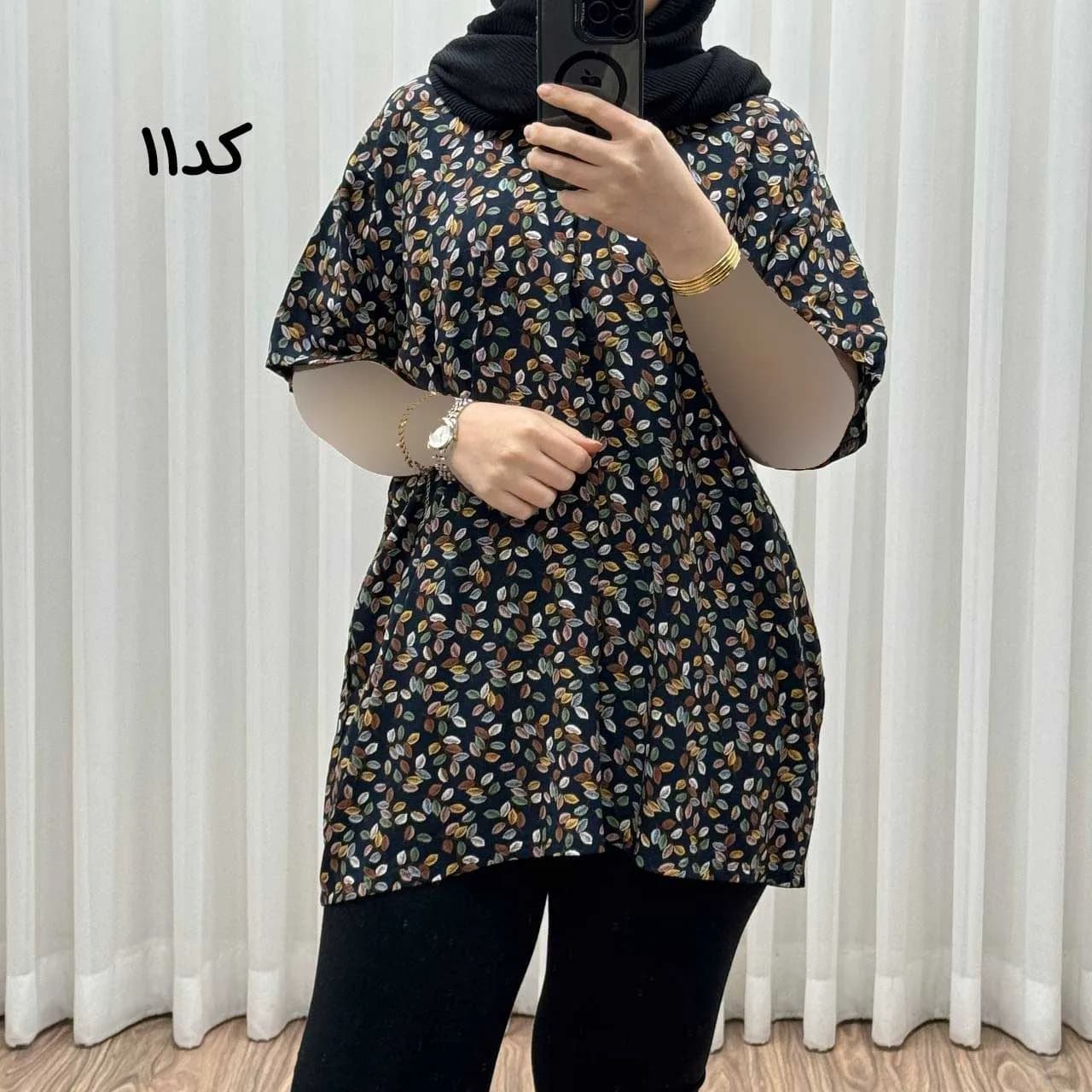 تیشرت نخی فری سایز زنانه مصی کد 1394 تن خور راحت چهارفصل — تصویر ۲