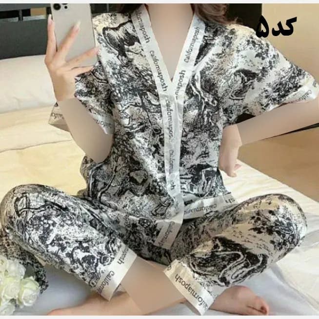 بلوز شلوار ساتن وارداتی زنانه کد 1277 شیک و راحت چهارفصل سایز XL 2XL — تصویر ۵