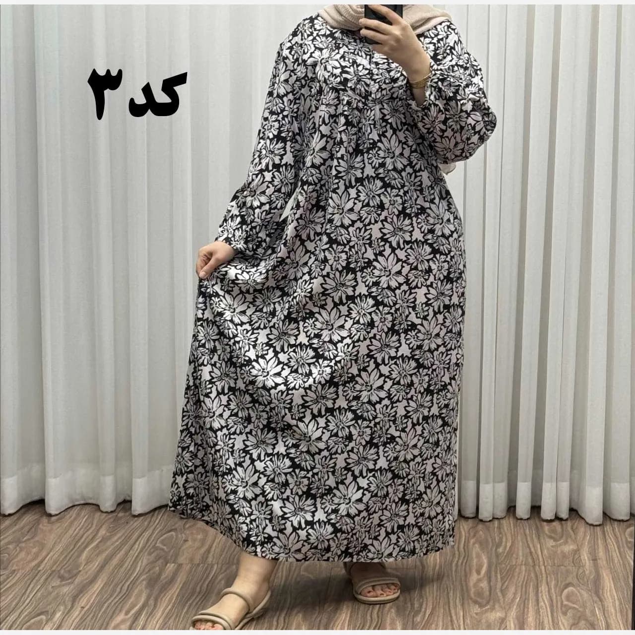 پیراهن سایزبزرگ نخی فری سایز تا 52 هندی کد 1498 — تصویر ۲