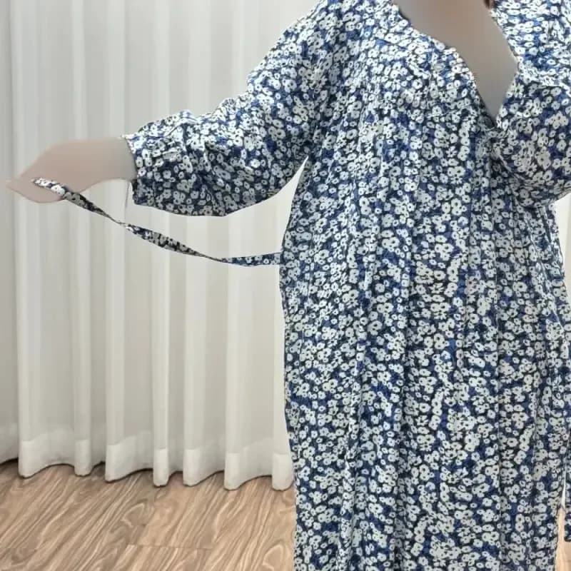 پیراهن سایزبزرگ نخی فری سایز تا 52 هندی کد 1498 — تصویر ۸