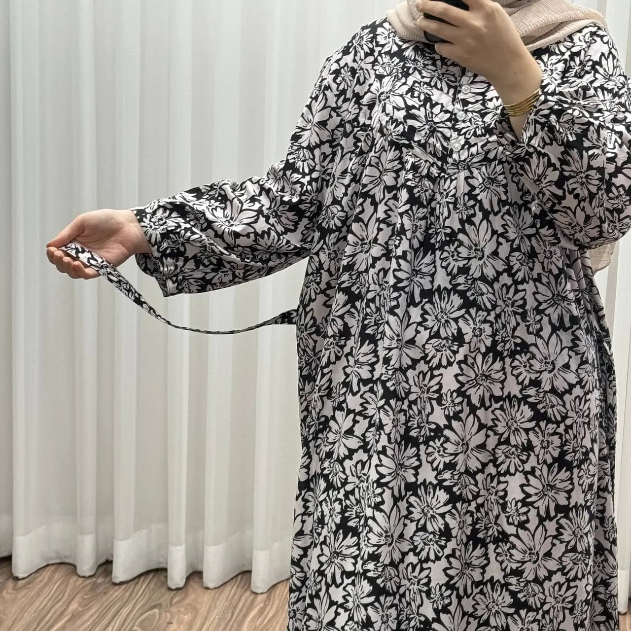 پیراهن سایزبزرگ نخی فری سایز تا 52 هندی کد 1498 — تصویر ۷