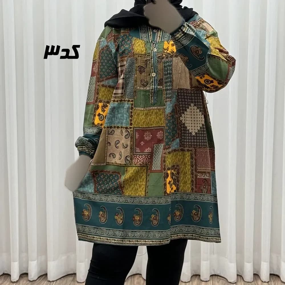 تونیک نخی وارداتی طرح چهل تیکه سایز بزرگ زنانه و دخترانه کد 1612 — تصویر ۶
