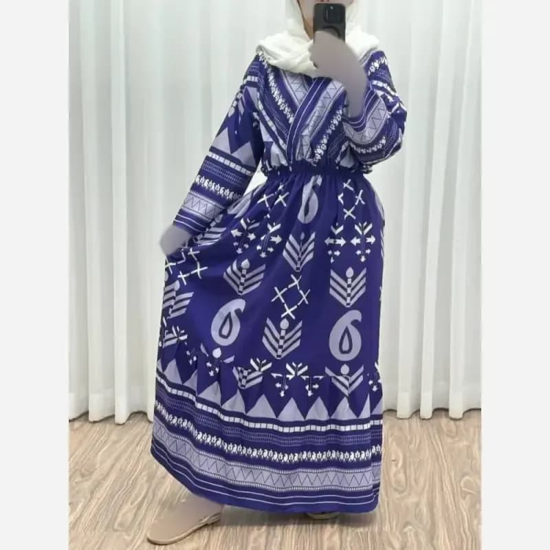پیراهن ساحلی ترمه آسمانی بوگاتی فری سایز تا 48 شیک و راحت چهارفصل بدون آبرفت و چروک — تصویر ۹