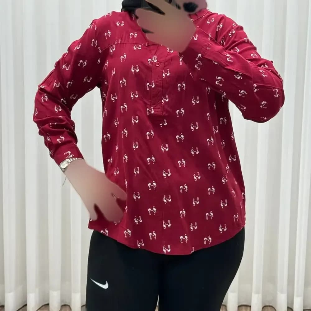 شومیز نخی وارداتی مدل فلامینگو کد 1363 فری سایز تا 50 تنخور شیک و راحت چهارفصل — تصویر ۱۱