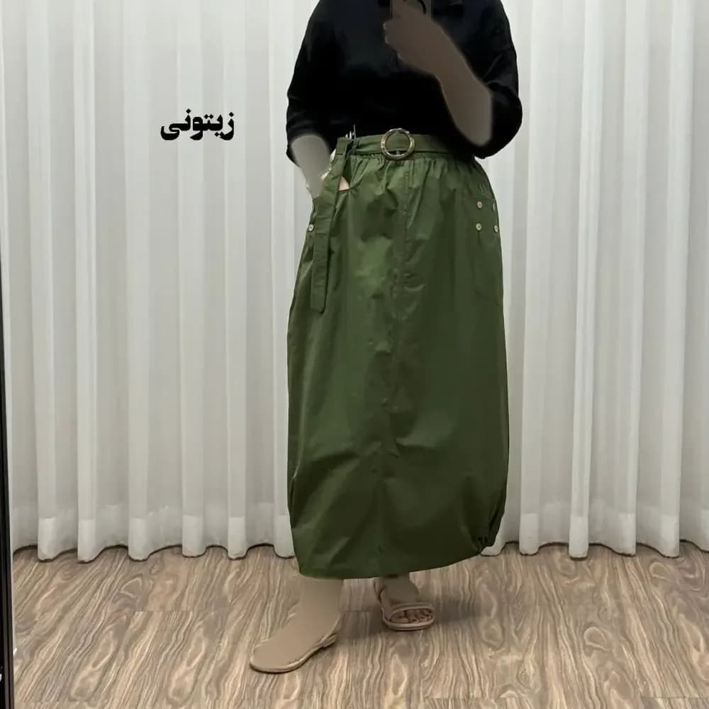 دامن کتان زنانه فری سایز شیک و راحت کد 1301 مناسب تا سایز 48 چهارفصل — تصویر ۹