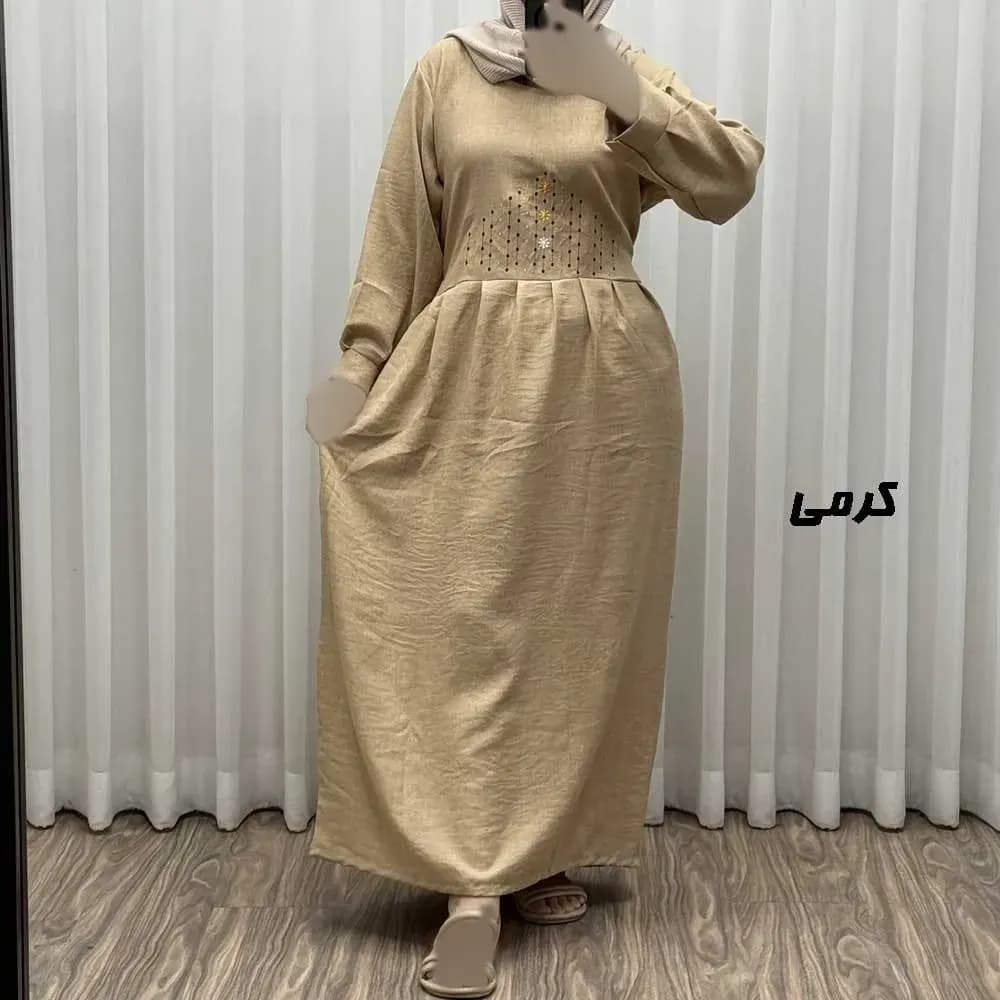پیراهن ساحلی زنانه جنس صوفیا گلدوزی شده فری سایز مناسب تا 44 — تصویر ۵