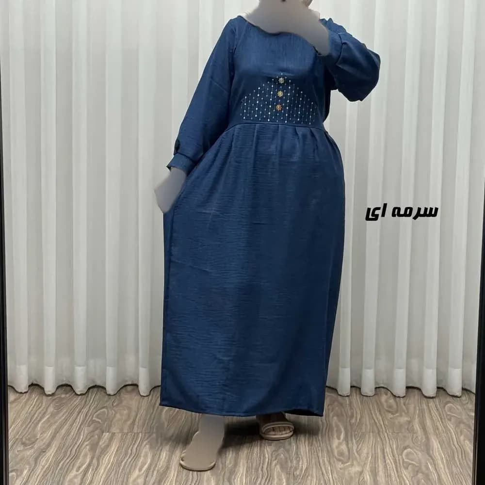 پیراهن ساحلی زنانه جنس صوفیا گلدوزی شده فری سایز مناسب تا 44 — تصویر ۷