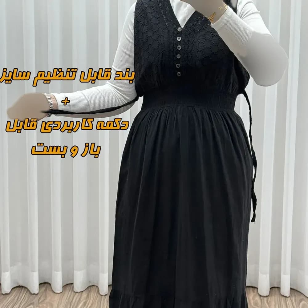 پیراهن ساحلی زنانه مدل سلن جنس نخ تافته سنگشور فری سایز آستردار — تصویر ۸