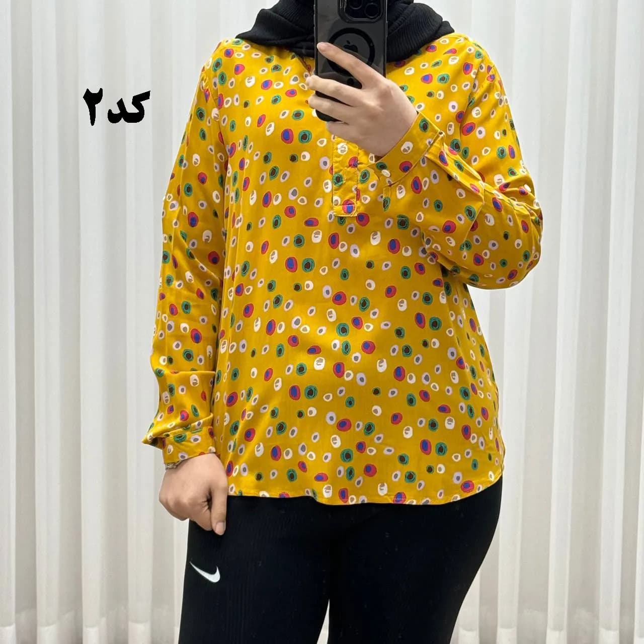 شومیز نخی وارداتی فری سایز تا سایز 50 تن خور شیک و راحت چهارفصل با دکمه جلو بدون سایه اندازی — تصویر ۲