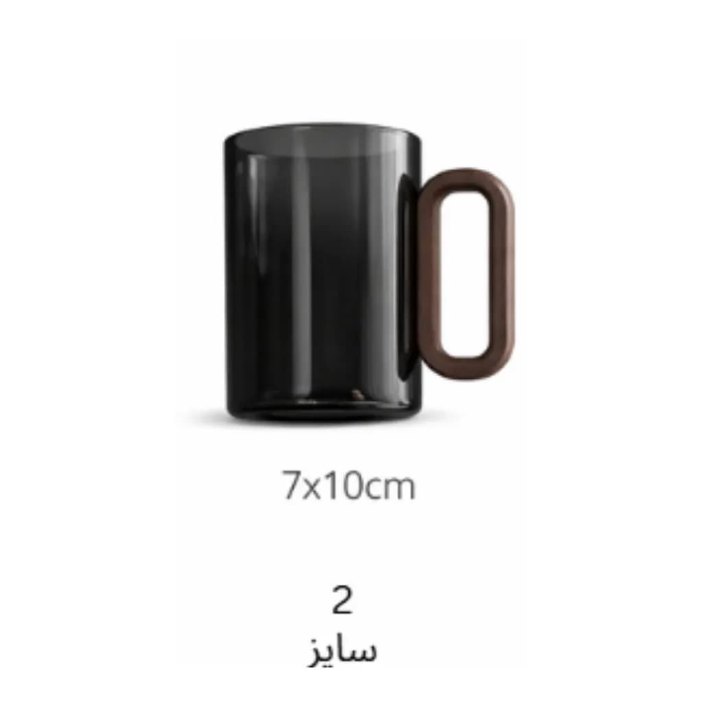 لیوان پیرکس دسته چوبی مینیمال | ماگ شفاف m191 — تصویر ۶