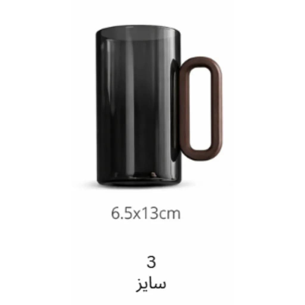 لیوان پیرکس دسته چوبی مینیمال | ماگ شفاف m191 — تصویر ۷