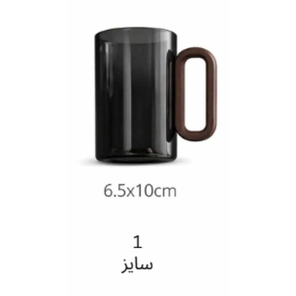 لیوان پیرکس دسته چوبی مینیمال | ماگ شفاف m191 — تصویر ۸