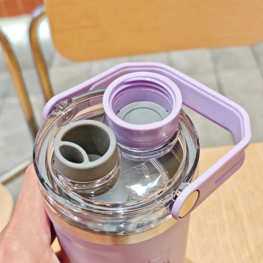 بطری آب ورزشی استیل 800ML دسته دار — تصویر ۲