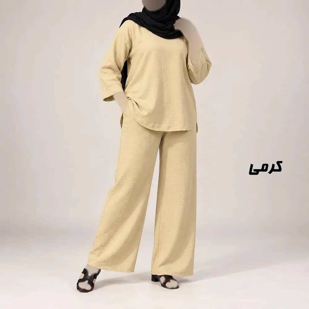 ست بلوز شلوار صوفیا فری سایز زنانه مناسب تا سایز 50 چهارفصل شیک و راحت بدون آبرفت و رنگ رفت — تصویر ۷