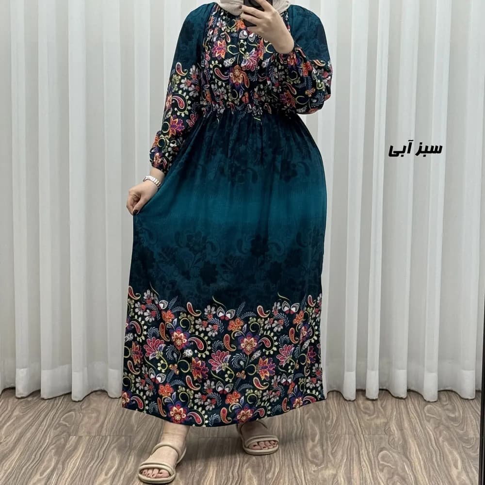 پیراهن ساحلی نخی زنانه فری سایز مدل حاشیه ترمه مناسب سایز 38 تا 50 — تصویر ۲