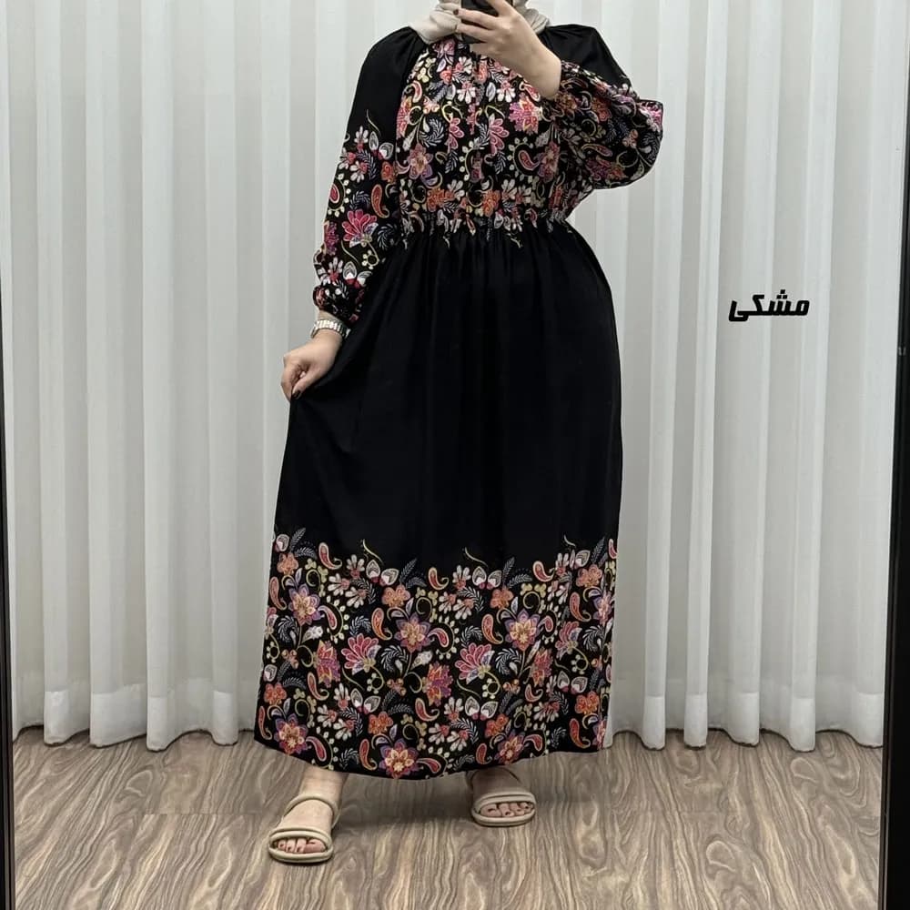 پیراهن ساحلی نخی زنانه فری سایز مدل حاشیه ترمه مناسب سایز 38 تا 50 — تصویر ۳
