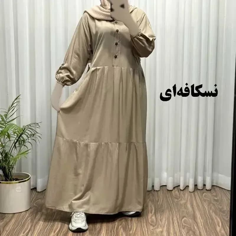 پیراهن ساحلی جلو دکمه نخی شسته شده فری سایز تا 46 بدون آبرفت و رنگ رفت کمربند دار تن خور شیک — تصویر ۹