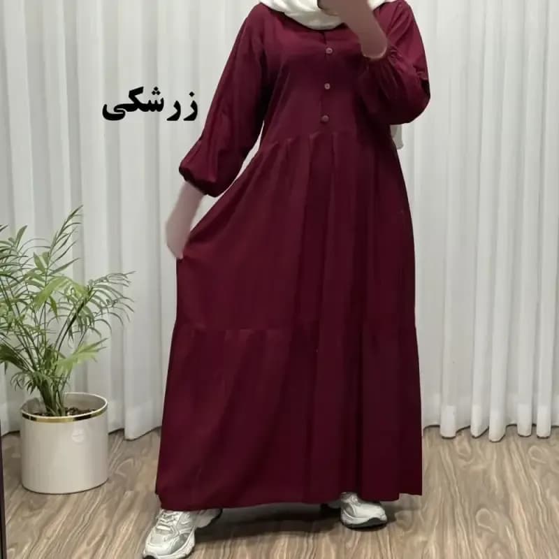 پیراهن ساحلی جلو دکمه نخی شسته شده فری سایز تا 46 بدون آبرفت و رنگ رفت کمربند دار تن خور شیک — تصویر ۱۲