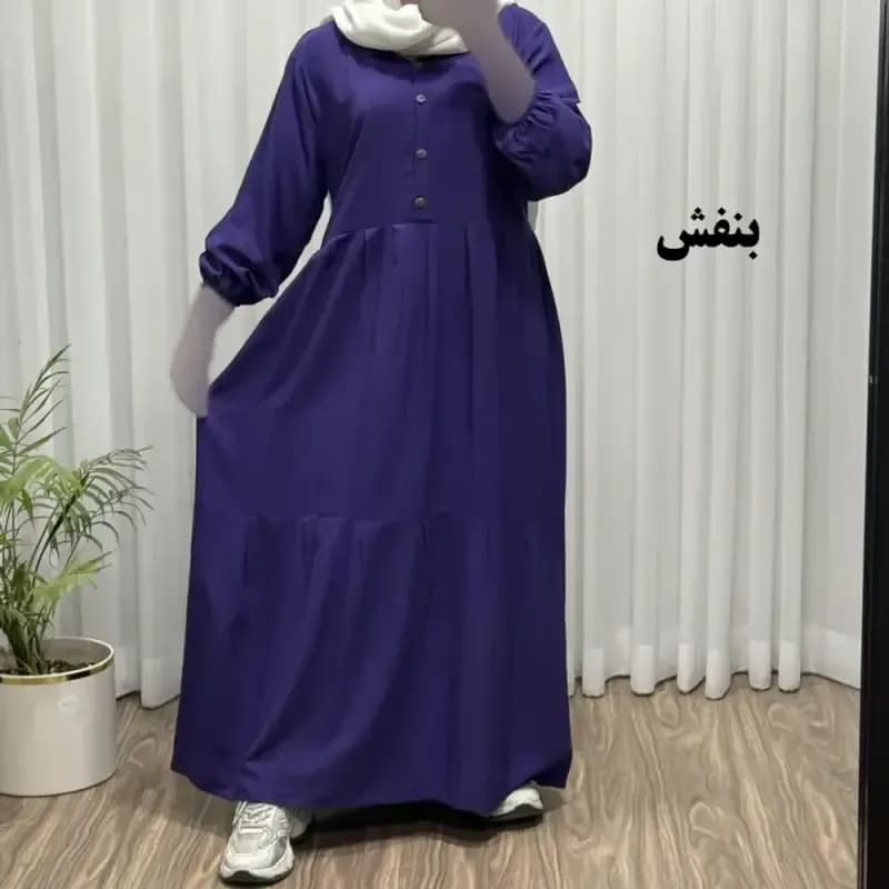 پیراهن ساحلی جلو دکمه نخی شسته شده فری سایز تا 46 بدون آبرفت و رنگ رفت کمربند دار تن خور شیک — تصویر ۱۱