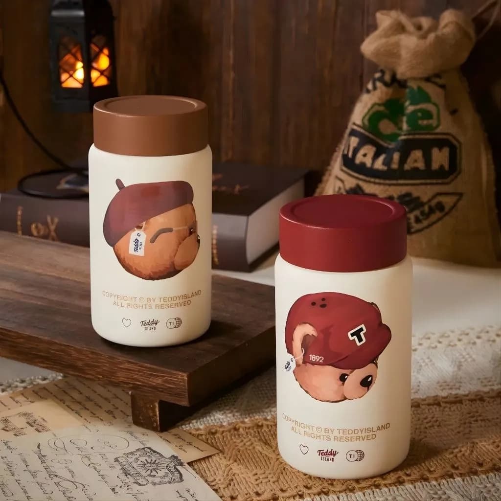 مینی فلاسک استیل Diyi طرح تدی گنجایش 280Ml — تصویر ۲